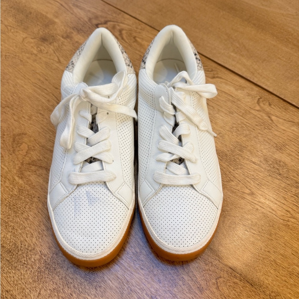 White Perforated Sneakers with Gum Sole